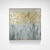 Golden Bloom - abstract Golden Floral Wall Decor - Gray-Toned Contemporary Art for Living Room