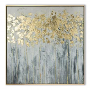 Golden Bloom - abstract Golden Floral Wall Decor - Gray-Toned Contemporary Art for Living Room