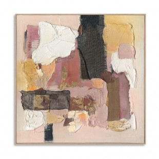 Golden Blush – Textured abstract Collage Painting on Canvas