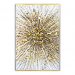 Golden Burst-Vertical abstract Textured Canvas Painting for Modern Interiors