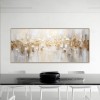 Golden Cascade – Luxury Gold & White abstract Textured Canvas Painting (Horizontal)