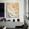 Golden Drift – Textured abstract Canvas Art Neutral Organic Wave Wall Decor Vertical