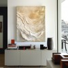 Golden Drift – Textured abstract Canvas Art Neutral Organic Wave Wall Decor Vertical