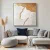 Golden Edge: 3D Textured abstract Art with Gold and White Tones - Luxe Wall Decor, Modern Elegant Accent for Sophisticated Interiors