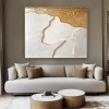 Golden Edge: 3D Textured abstract Art with Gold and White Tones - Luxe Wall Decor, Modern Elegant Accent for Sophisticated Interiors