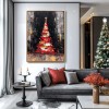 Golden Ember tree – abstract Textured Christmas Oil Painting