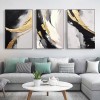 Golden Harmony: Large abstract Triptych Wall Art: Gold & Black Textured Canvas Paintings for Modern Home Decor