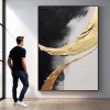 Golden Harmony: Large abstract Triptych Wall Art: Gold & Black Textured Canvas Paintings for Modern Home Decor