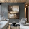 Golden Horizon Canvas Art: abstract Hand-Painted Wall Art - Contemporary Black, White & Beige Swirls Decor