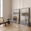 Golden Mist abstract Textured Canvas Wall Art - Vertical Neutral Décor（right） #iris1123
