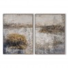Golden Mist abstract Textured Canvas Wall Art - Vertical Neutral Décor（right） #iris1123