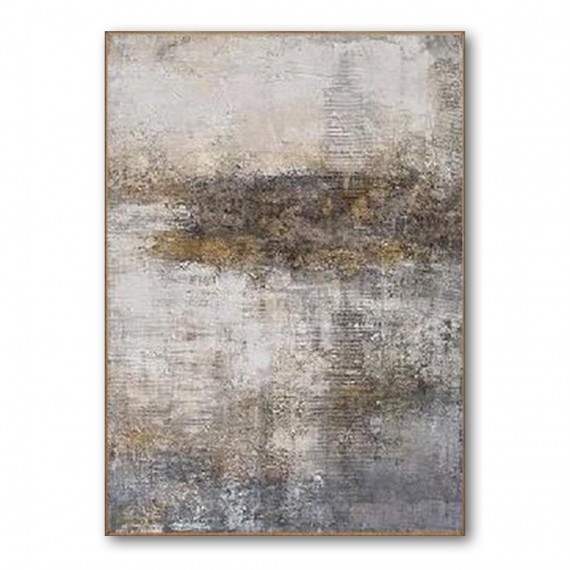 Golden Mist abstract Textured Canvas Wall Art - Vertical Neutral Décor（right） #iris1123