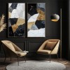 Golden Mosaic Harmony: Modern Luxe Geometric abstract Art - Textured Wall Decor