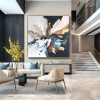 Golden Motion Bloom – Hand-Painted abstract Floral Wall Art with Bold Texture for Modern Home Decor