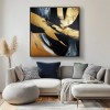 Golden Motion:Textured Gold Brushstroke abstract Art - Black Gray Modern Wall Decor, Elegant Statement Piece for Home Interiors
