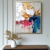 Golden Radiance-abstract Flower Painting with Gold & Multi - Color Impasto Texture, Modern Wall Art Decor for Home