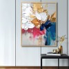 Golden Radiance-abstract Flower Painting with Gold & Multi - Color Impasto Texture, Modern Wall Art Decor for Home