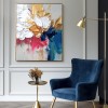 Golden Radiance-abstract Flower Painting with Gold & Multi - Color Impasto Texture, Modern Wall Art Decor for Home