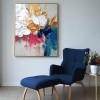 Golden Radiance-abstract Flower Painting with Gold & Multi - Color Impasto Texture, Modern Wall Art Decor for Home