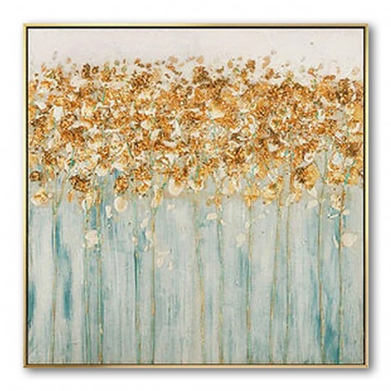 Golden Radiance-abstract Oil Painting with Gold Leaf | Luxury Wall Art for Home Decor