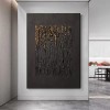 Golden Rainfall – abstract Black & Gold Textured Oil Painting for Modern Decor