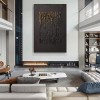 Golden Rainfall – abstract Black & Gold Textured Oil Painting for Modern Decor
