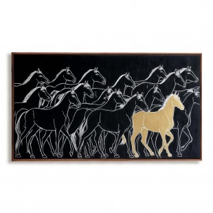 Golden Stride – Modern Minimalist Horse Painting Black and Gold Wall Art