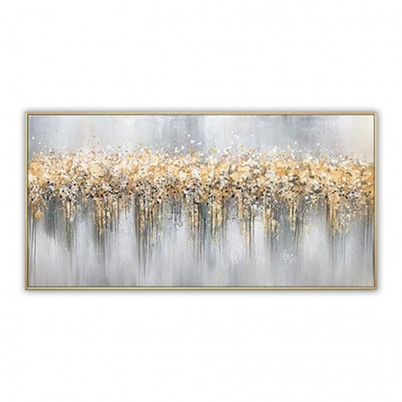 Golden Symphony-Textured abstract Canvas Painting in Gold & Gray for Modern Interiors