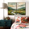 Golden Valley – abstract Landscape Diptych Painting, Textured Canvas Wall Art for Modern Interiors