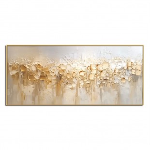 Golden Whisper-Neutral Warm Tones Textured abstract Oil Painting, Modern Wall Art for Home Decoration