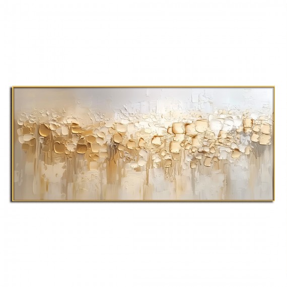 Golden Whisper-Neutral Warm Tones Textured abstract Oil Painting, Modern Wall Art for Home Decoration