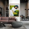 Green Rest – Textured Figurative Oil Painting of Woman on Sofa
