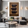 Hand-Painted Black Sheep Wall Art – Stacked Minimalist Animal Canvas for Modern Home Decor