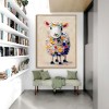 Hand-Painted Colorful Sheep Wall Art – Textured Animal Canvas Painting for Modern Homes