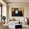 Hand-Painted Monkey Wall Art, Minimalist Animal Canvas Painting for Modern Home Decor
