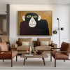 Hand-Painted Monkey Wall Art, Minimalist Animal Canvas Painting for Modern Home Decor
