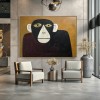 Hand-Painted Monkey Wall Art, Minimalist Animal Canvas Painting for Modern Home Decor