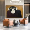 Hand-Painted Monkey Wall Art, Minimalist Animal Canvas Painting for Modern Home Decor