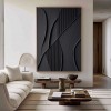 Handmade Black Textured Painting – Minimalist 3D Canvas Art