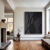 Handmade Black Textured Painting – Minimalist 3D Canvas Art