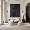 Handmade Black Textured Painting – Minimalist 3D Canvas Art