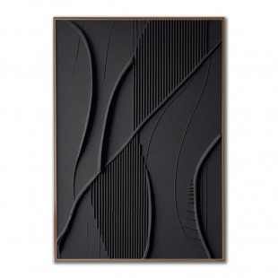 Handmade Black Textured Painting – Minimalist 3D Canvas Art
