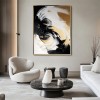 Handmade Black White Gold abstract Swirl Oil Painting - Textured Wall Art