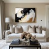 Handmade Black White Gold abstract Swirl Oil Painting - Textured Wall Art
