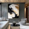 Handmade Black White Gold abstract Swirl Oil Painting - Textured Wall Art