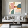Harmonic Horizons-abstract Geometric Oil Painting with Soft Muted Colors , Modern Wall Art for Living Room & Bedroom Home Decoration