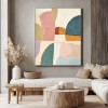 Harmonic Horizons-abstract Geometric Oil Painting with Soft Muted Colors , Modern Wall Art for Living Room & Bedroom Home Decoration