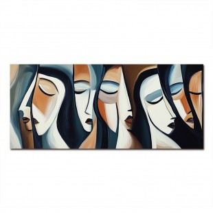 Harmonized Reflections-abstract Multi - Facial abstraction Wall Art: Neutral Earthy - Toned Modern Decor for Contemporary Spaces