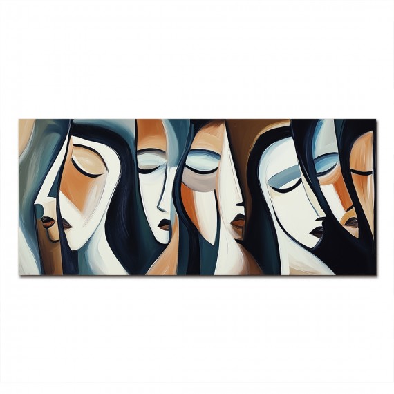 Harmonized Reflections-abstract Multi - Facial abstraction Wall Art: Neutral Earthy - Toned Modern Decor for Contemporary Spaces
