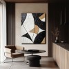 Harmony in Geometry:Geometric abstract Art in Black Gold and White - Contemporary Wall Decor